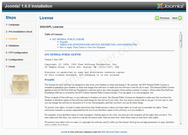 แสดงเงื่อนไขการนำ Joomla! ไปใช้