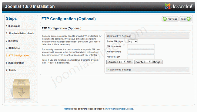 กรอกรายละเอียดของการใช้งานในรูปแบบ FTP โหมด